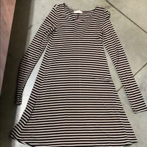 black and tan striped dress.